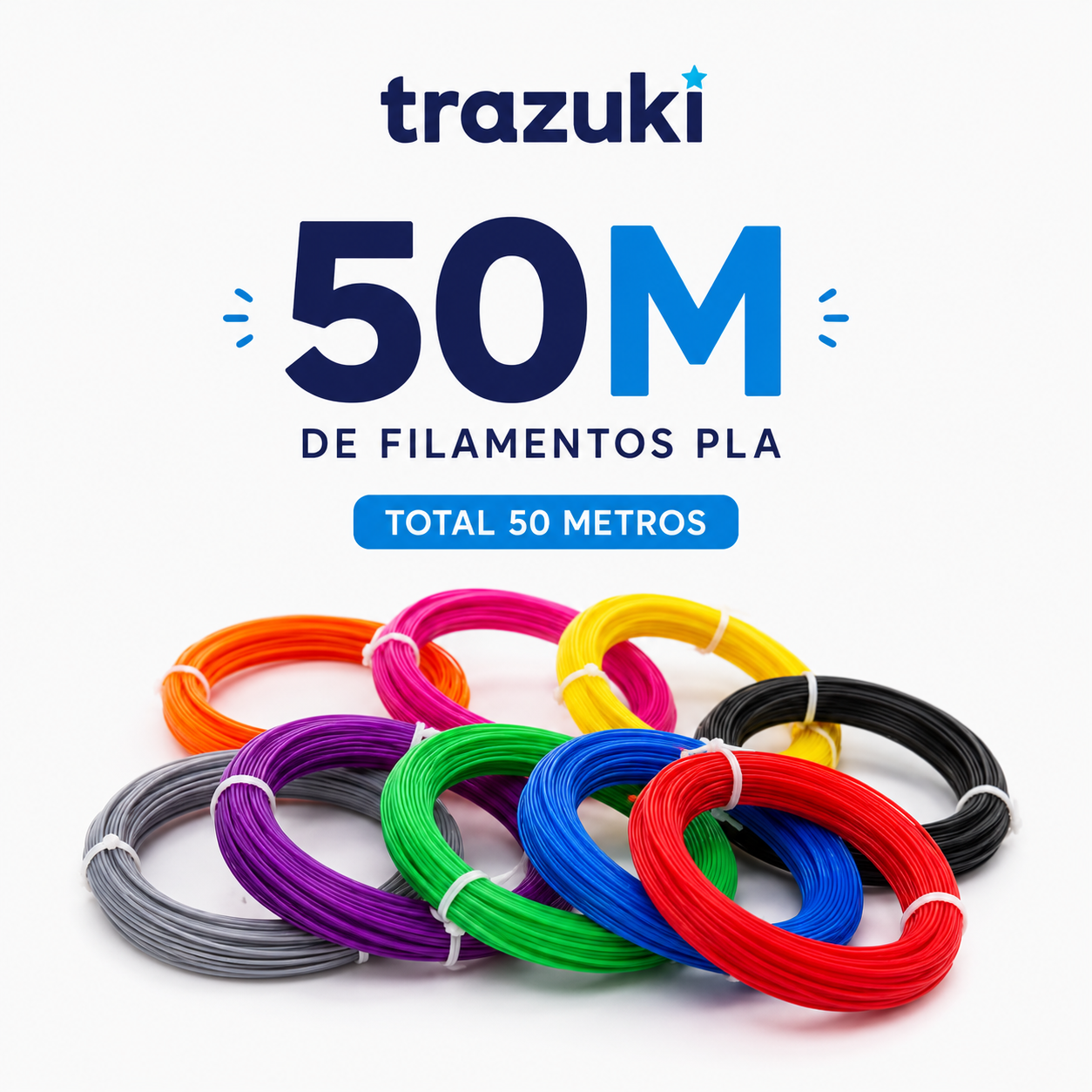 Filamento Trazuki — Pack 10 Colores (50m)